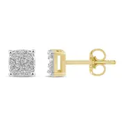 Composite Stud Earrings with 1/5ct of Diamonds in 9kt Yellow Gold