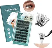NAGARAKU Pre Glued Cluster Lashes 48 Pcs No Glue Needed Press-on Pre-bond Eyelashes Reusable Self Adhesive DIY Lashes Volume Style (SA-002, 0.07mm C Curl 10-16mm)