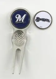 MLB Golf Divot Repair Tool Silver w/ Ballmark Milwaukee Brewers