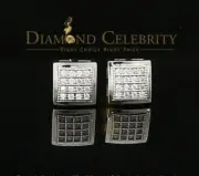 White 925 Silver Screw Back 0.32ct Cubic Zirconia Square Women Stud Earrings