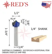 Tideway Carbide PRO WL1317 1/4" Radius Carving 1/4" shank router bit