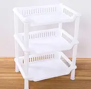 white 3 Tier Rectangle Shower Shelf Caddy Corner Shelves Storage Rack Organiser Kitchen Bathroom Tier