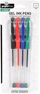 Paperbox Cushion Grip Gel Ink Pen 4-Pieces Set, Multicolor