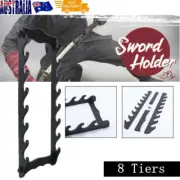 8-Tier Wall Mount Samurai Sword Katana Holder Stand Hanger Bracket Rack Display