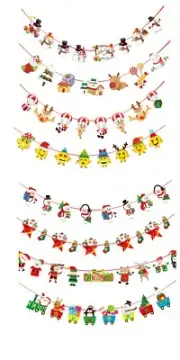 Merry Christmas Bunting Garland Banner Hanging 10 PCS Decoration Flag Party