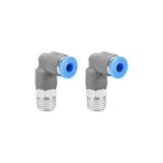 Elbow Push to Connect Air Fittings 4mm Tube OD X 1/8PT Male Thread Grey 2Pcs