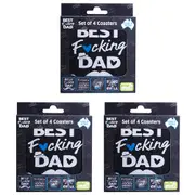 3x 4pc MDI Cork-Backed Drink Coasters Table Mat Set Square Dad Father's Day