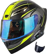 Bluetooth Flip Up Modular Full Face Helmets, with Dual Visor Modular Bluetooth Helmet Built-in Dual Speaker Microphone Headset ,DOT/ECE Approved Helmets