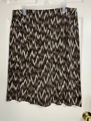 NWT Ann Taylor Sz 16 Taupe Brown Ikat Print Stretch Knit Pull-On Skirt