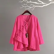 [REDBMX] Traditional Chinese Clothing Women Hanfu Linen Shirt Oriental Top Yoga Sets Blouse Loose Wide Leg Pants Trousers Kung Fu Uniform