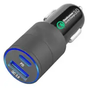 36W Dual USB TYPE-C QC3.0+PD Car Charger Power Adapter for Tablet Smartphone