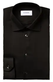 Eton Classic Fit Solid Dress Shirt in Black at Nordstrom, Size 18.5