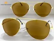Men's Classic Vintage Retro Style READING SUN GLASSES READERS Gold Frame +1.25