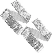 [Generic] 2pcs Silver Sequin Belts Wide Elastic Waistband Cinch Belts for Women Dazzling Glitter Dress Accessory for Parties Dance and Special Events