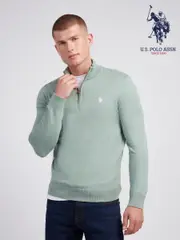 U.S. Polo Assn. Green Mens Regular Fit Funnel Neck Quarter Zip Jumper (AG5093) | $91