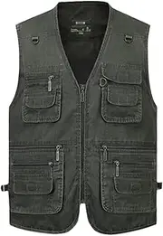 [Generic] Men's Multi Pocket Cotton Vest Sleeveless Jacket Men's Outdoor Photo Vest