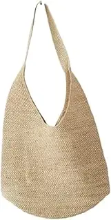 [AMWYKD] Straw Bag Raffia Hand-woven Bag French Retro One-shoulder Hand-woven Bag Holiday Beach Bag For Women Straw Bags