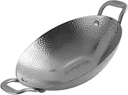ASAKKURA Dry Pot Cooking Pan Stainless Steel Griddle Kitchen Supply Hammered Design Safe Easy Handling