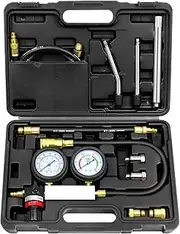 YSTOOL Cylinder Leak Down Tester Automotive Kit Gasoline Engine Compression Dual Gauge Leakdown Detector Tool Set for Pressure Check & Leakage Rate Test with Extension Rod Black