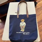 Ralph Lauren Polo Bear Navy Canvas with Leather straps Unisex Bag
