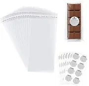 Wax Melt Packaging Snap Bar Bags, 100 Pcs Self Adhesive Wax Melts Packaging Bags with 80 Pcs Candle Warning Labels Safety Stickers for Soap, Candle Making Supplies (2.36x7inch)
