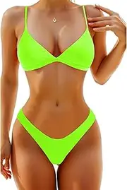 [Aqua Eve] Women Two Piece Bikini High Cut Swimsuit Triangle Bathing Suit Cheeky Bikini Set