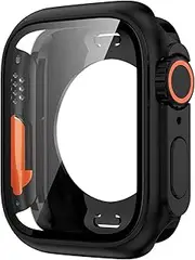 AEMALL Upgrade to Ultra Watch Case for Apple Watch 44mm 45mm 40mm 41mm Hard PC Front &Rear Bumper Case iwatch Series 8 7 6 5 4 SE Cover (Color : Black, Size : 44mm)