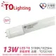 TOA東亞 LTU009V-13EAAD/FF LED T8 13W 4呎 5700K 白光 全電壓 節能日光燈管 塑膠管 台製_TO520106