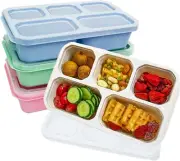 4 Sets of Bento Box Lunch，Stackable Bento Boxes with 5 Compartments, Reusable...