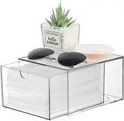 Disposable Face Towel Holder, Plastic Face Towels Storage Box with Drawer, Stackable Organizer for Clean Skin Club Face XL Towels, Towel Containers, Skincare Oragnizer for Vanity Bathroom Organization