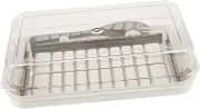 FUNNETOYU Butter Keeper Container with Clear Lid Stylish Butter Dish for Countertop Fridge Effortless Segmented Storage for Freshness Cheese and Spreads