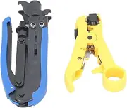 Coax Crimper Tool Kit, Adjustable Coaxial Cable Crimper Stripper with RG6 Connectors, Suitable for RG6, RG59, RG11, 75 5 7 Metric Imperial F Connectors, Indoor Use