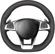 DIY Car Steering Wheel Cover for Benz A 45 AMG 2016-2018 C 43 63 AMG CLA 45 2015 Customized No-Slip Hand-Stitched Black Genuine Leather Car Steering Wheel Cover