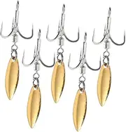 5pcs Fishing Treble Hooks Bend Hooks Fishing Hooks Fishing Spinner Spoons Treble Fish Hooks for Making Spinner Spoon