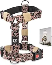 TSPRO Premium Tactical Dog Harness, Adjustable Heavy Duty Harness for Large Dogs with Quick-Release Buckle and Comfortable Soft Handle for Outdoor Walking and Running (Leopard Print M)