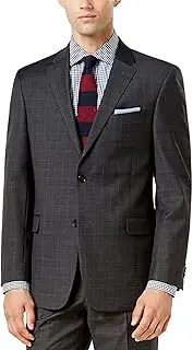 [Tommy Hilfiger] Men's Modern Fit Suit Separate with Stretch (Blazer & Pant) Suit, Charcoal Plaid, 40