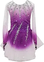 [Zagitova] Ice Figure Skating Dress for Girls Gradient Women Breathable Competition Dance Outfits with Shiny Rhinestone