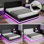 Artiss Bed Frame RGB LED Gas Lift Storage LUMI Series Double Queen
