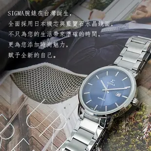 SIGMA 多邊型三眼多功能都會腕錶男錶-白面藍針(1018M-2/1018B-2)