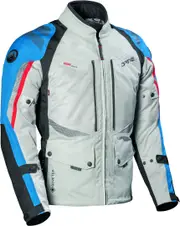 DANE Drakar waterproof Motorcycle Textile Jacket, grey-blue, Size 54 for Men Grey Blue