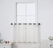 PI Beige Sheer Tier Curtains 30 Inches Length with Grommet,Short Half Window Curtain Voile Textured for Kitchen/Bathroom/Farmhouse/Basement 2 Panels (W42XL30,Beige)