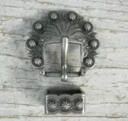Antique Silver Berry Concho Spot Buckle and Loop 3/4"
