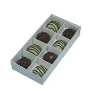 50 Pack of White Chocolate Sweet Product Box - 8 Cavity bay 3cm Compartments - Clear Slide On Lid - 16x8x3cm