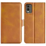 For Nokia C32 Wallet Flip Phone Cover Calf Texture PU Leather Folio Case with Foldable Stand