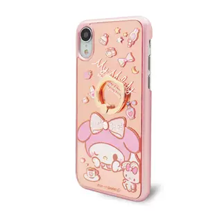 三麗鷗 Melody iPhone XR 6.1吋施華彩鑽鏡面指環扣手機殼-午茶美樂蒂