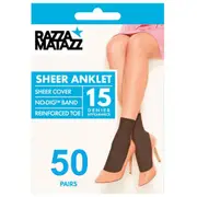 50 Pairs RazzaMatazz Sheer Anklet Women 15 Denier Socks Black Bulk H80044
