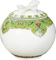 Decorative Porcelain Tea Canister for Loose Tea, Airtight Dehua Sheep Fat Jade White Porcelain Tea Caddy, Enamel Sealed Tea Storage Tank 900 ML Container(Green-b)