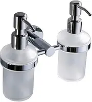 Home Hotel Liquid Soap Dispenser and Holder Frosted Glass Wall Mounted Stainless Steel 304 Double Head Bathroom Lotion Bottle Soap Lotion Shower Dispenser
