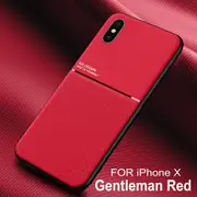 For Apple iPhone XS Business Style Luxury Matte Soft Silicone Drop Resistant Case Cover (Red)