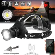 LED Headlamp Zoom USB Rechargeable Head Torch Headlight 990000LM White Yellow